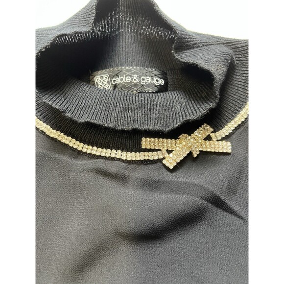 Women's Cable & Gauge Mock Neck Rhinestone Studded Sleeveless Top - Size M - Picture 3 of 3